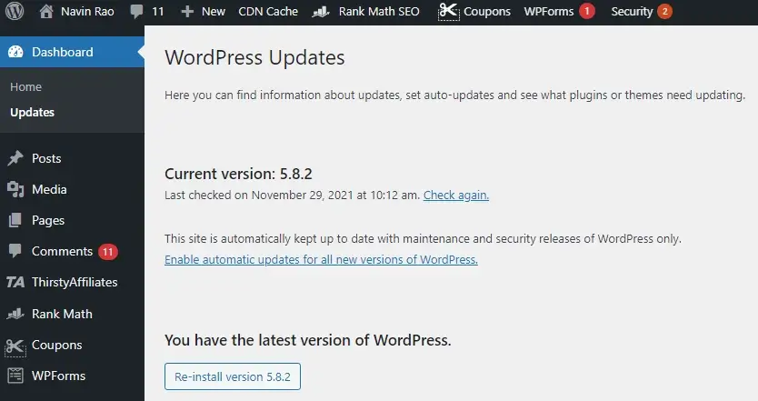 wordpress updates