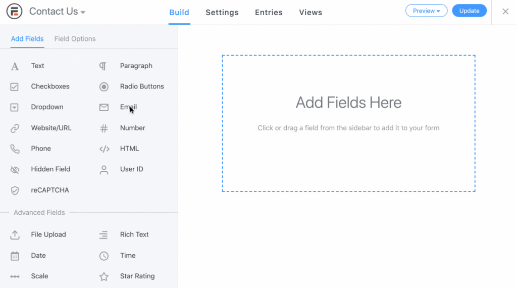 create a form dragdrop