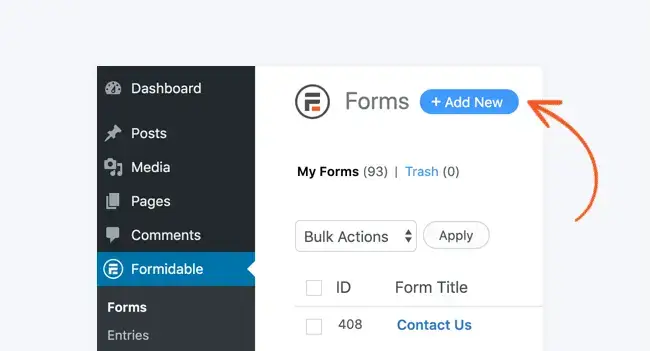 create form add new button