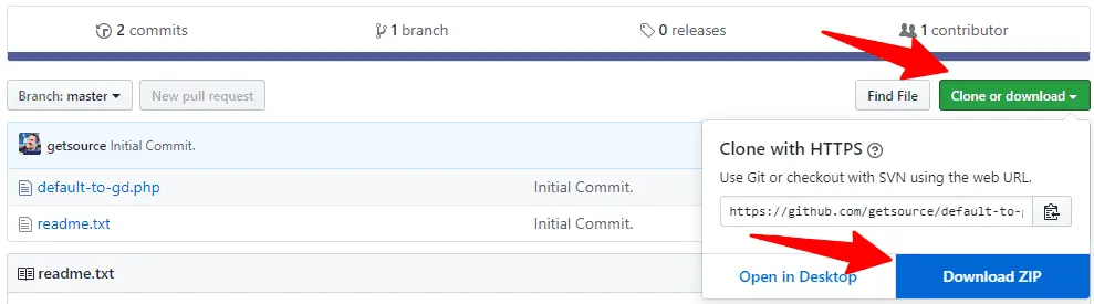 download default to GD plugin