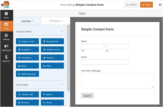 simple contact form